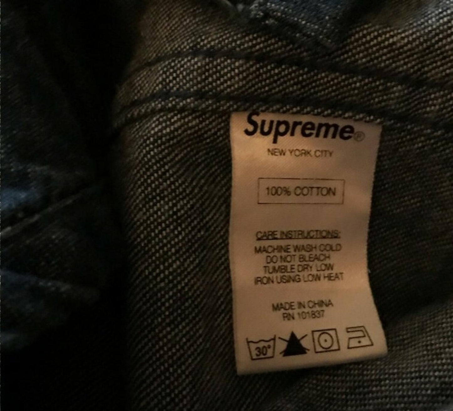 FW13 Supreme Baseball Shirt Chenille S Logo Denim Size L