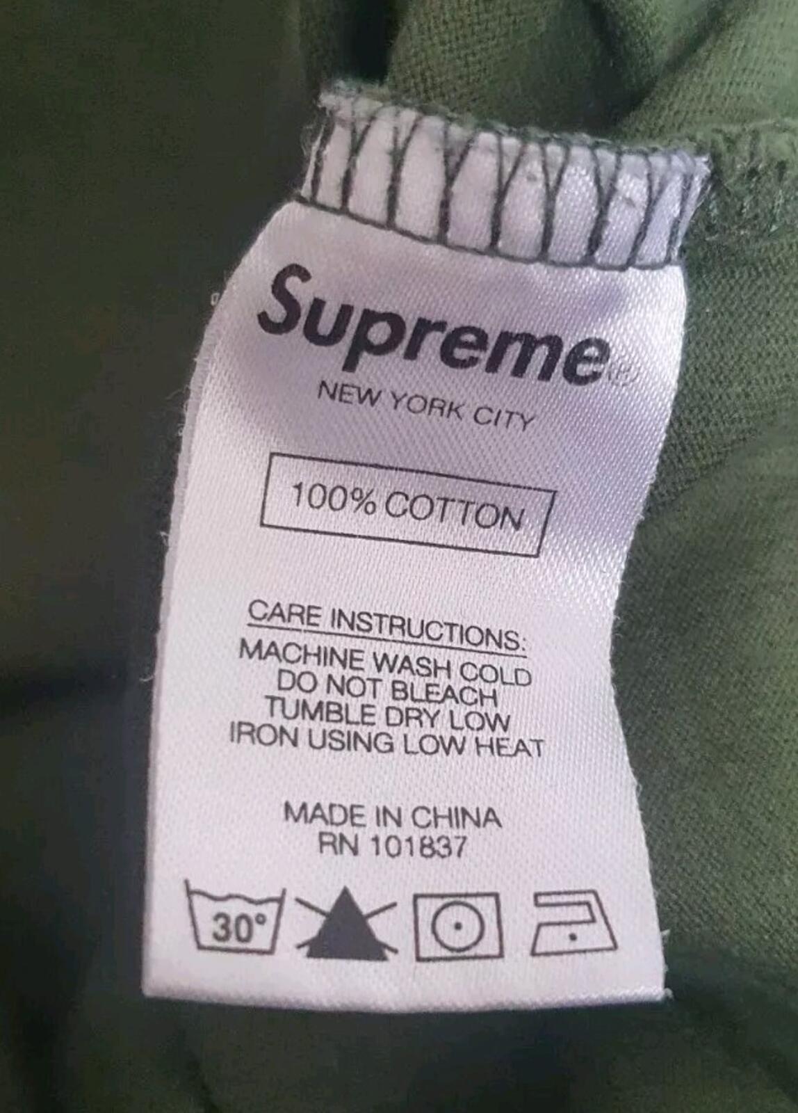 SS21 Supreme Signature Label S/S top tee size L Large olive T-Shirt green