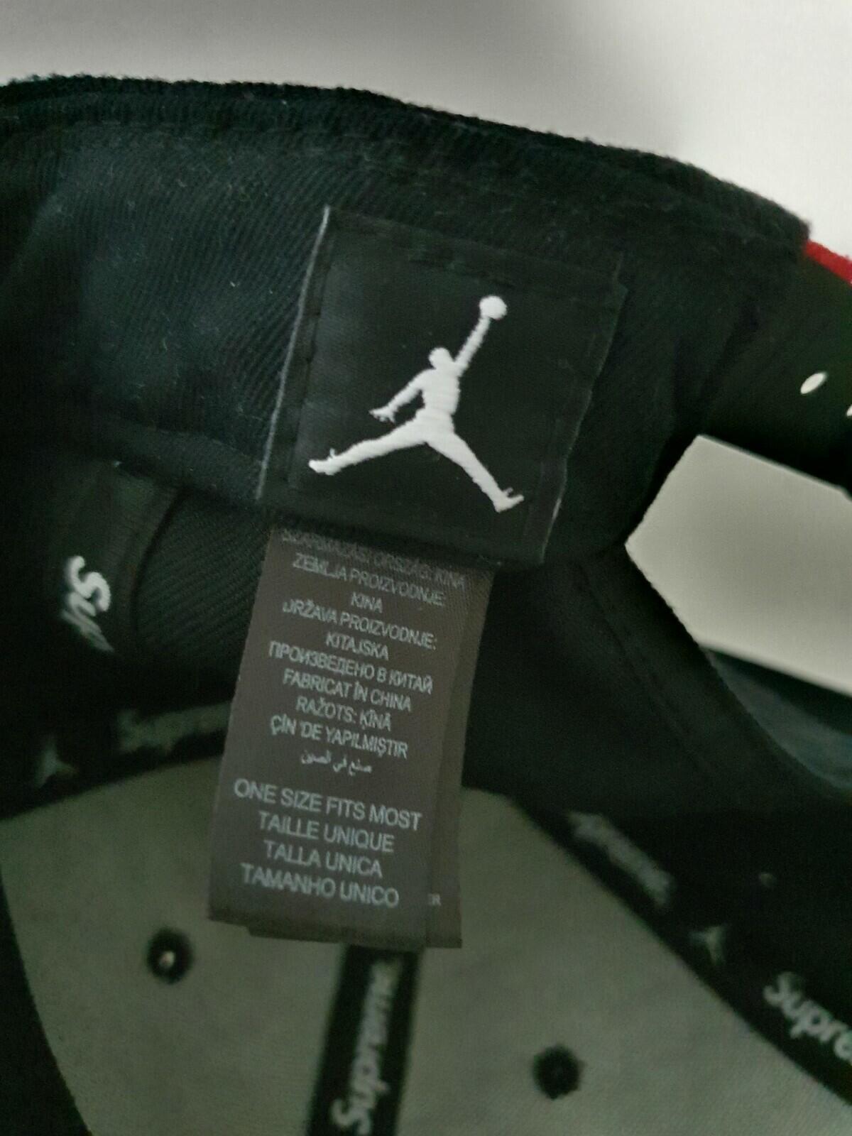 FW15 Supreme x Jordan black 6-Panel cap Jumpman hat Rare