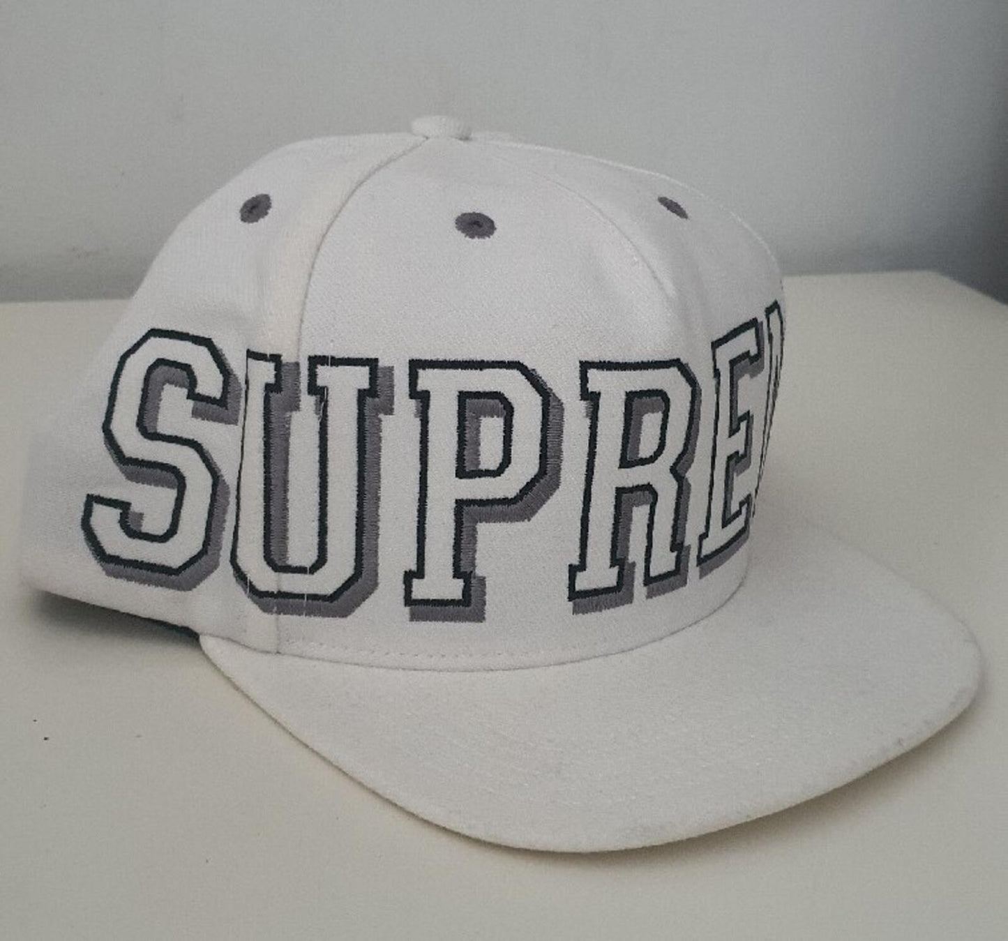 FW13 Supreme Banner 5-panel White Cap Big logo vintage hat ASAP ROCKY Rare 2013