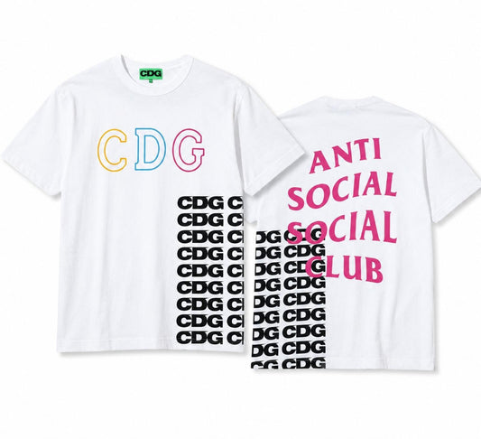 Comme Des Garcons x ASSC Breaking News T-Shirt Antisocial Behaviour Weiß Größe M