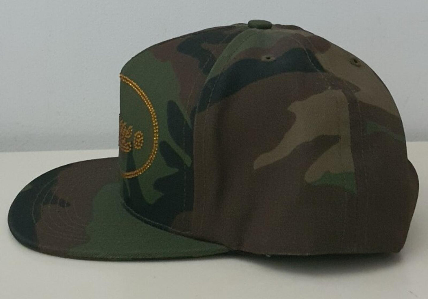 FW17 Supreme Studded Script Logo 5-panel hat Woodland Camo cap camouflage