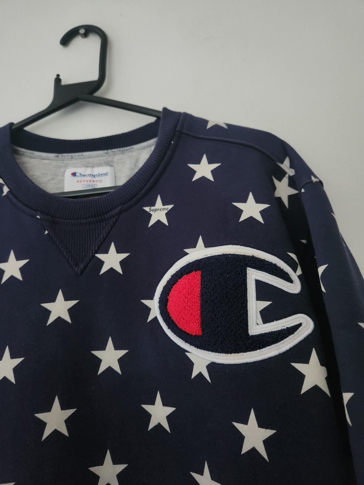 FW12 Supreme Champion Crewneck Navy L Large Stars Sweatshirt Blau Vintage 2012