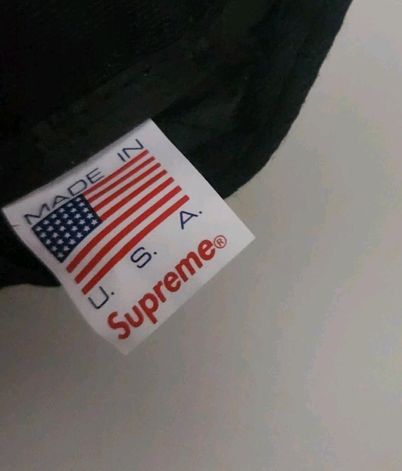 SS14 Supreme Reflective Stripe Camp Cap Black Hat Box logo Made In U.S.A