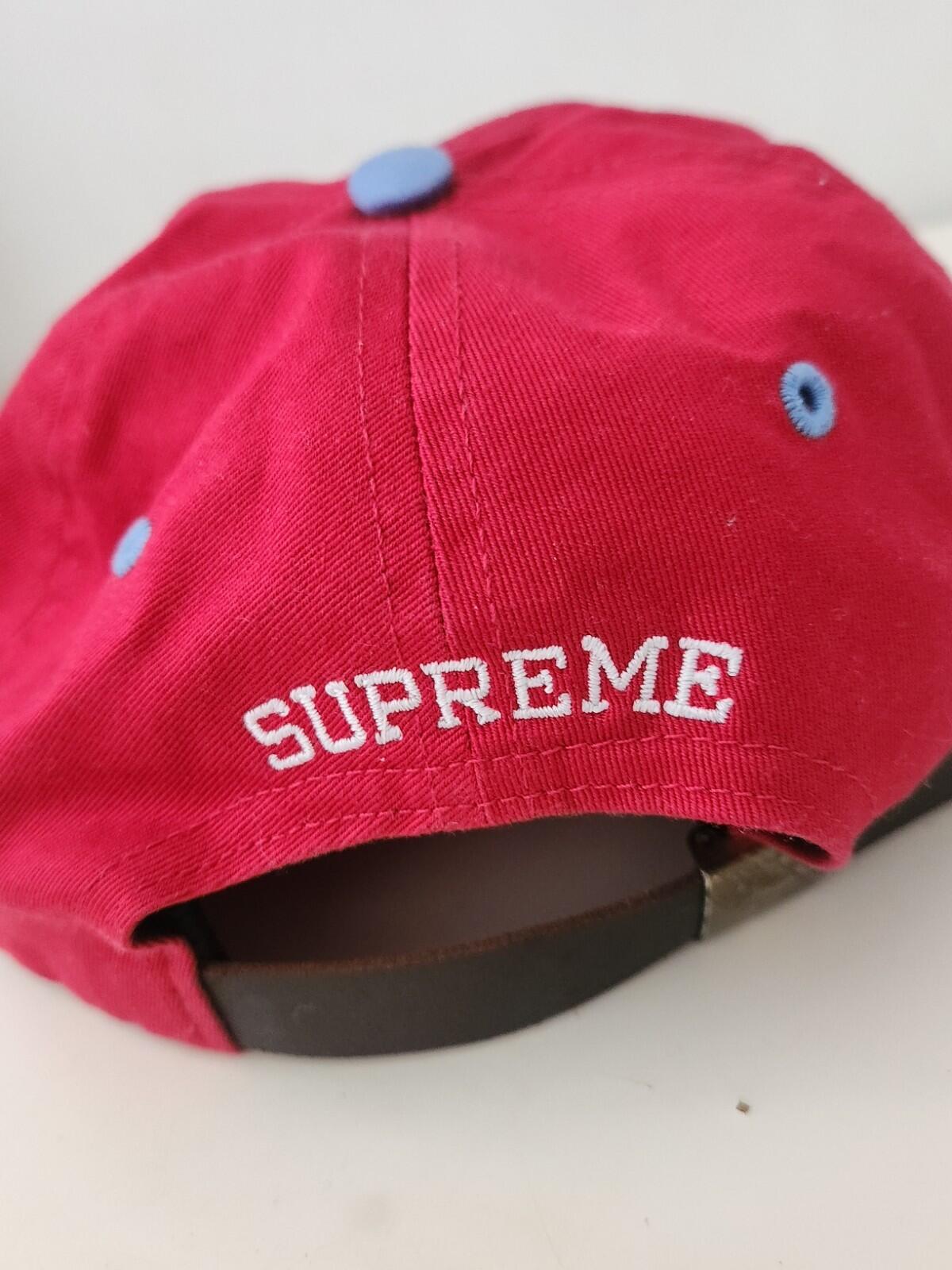 SS16 Supreme 2-Tone Washed S Logo 6-panel Cap Red
