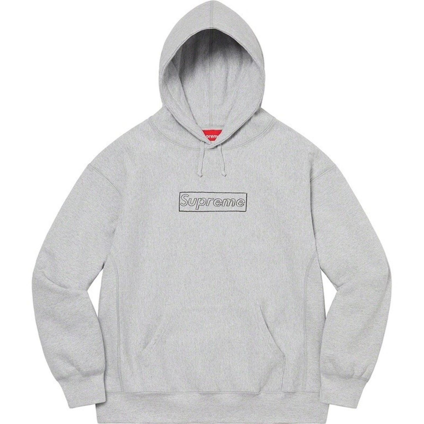 SS21 Supreme Kaws Chalk Logo Hooded Sweatshirt Heather Grey Size L