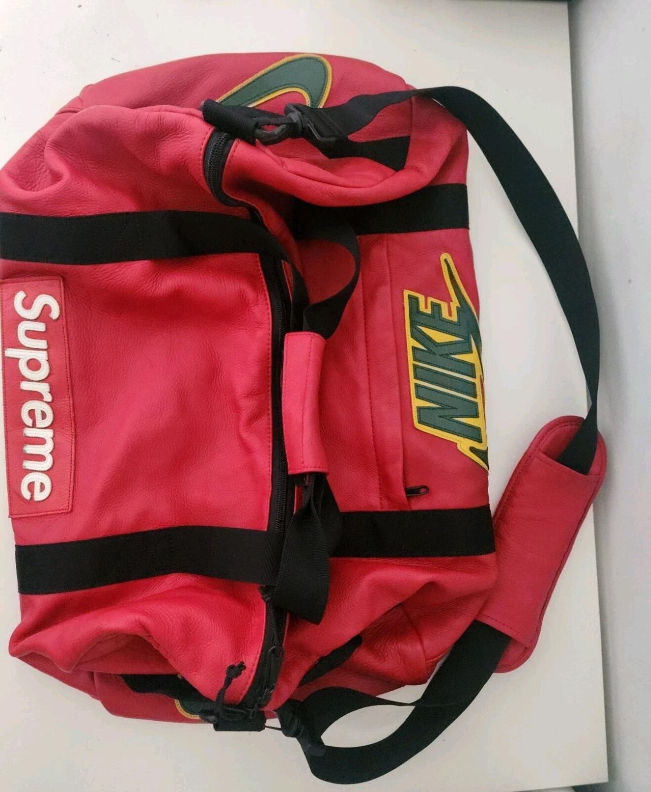 FW19 Supreme x Nike Leather duffle bag box logo Premium Cowhide