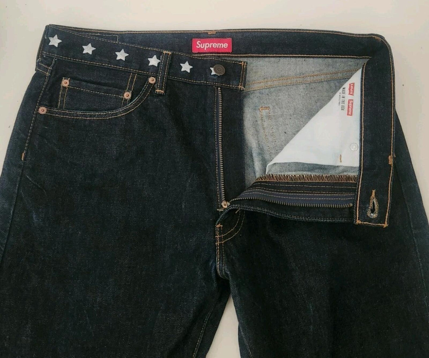 FW11 Supreme x Levis 505 Zip-Fly Jean 34 W34 L32 Levi's Denim Stars Vintage 2011