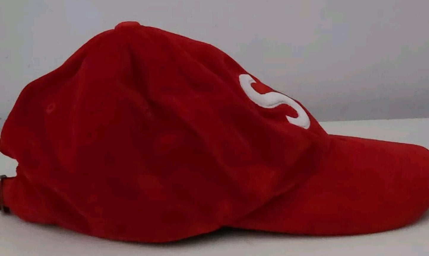 FW20 Supreme S Logo Velvet 6-panel Cap Red