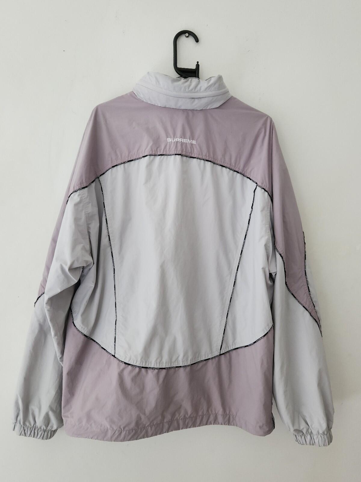 FW23 Supreme Logo Piping Hooded Track Jack Size XL Grey Lavender Water Resistant