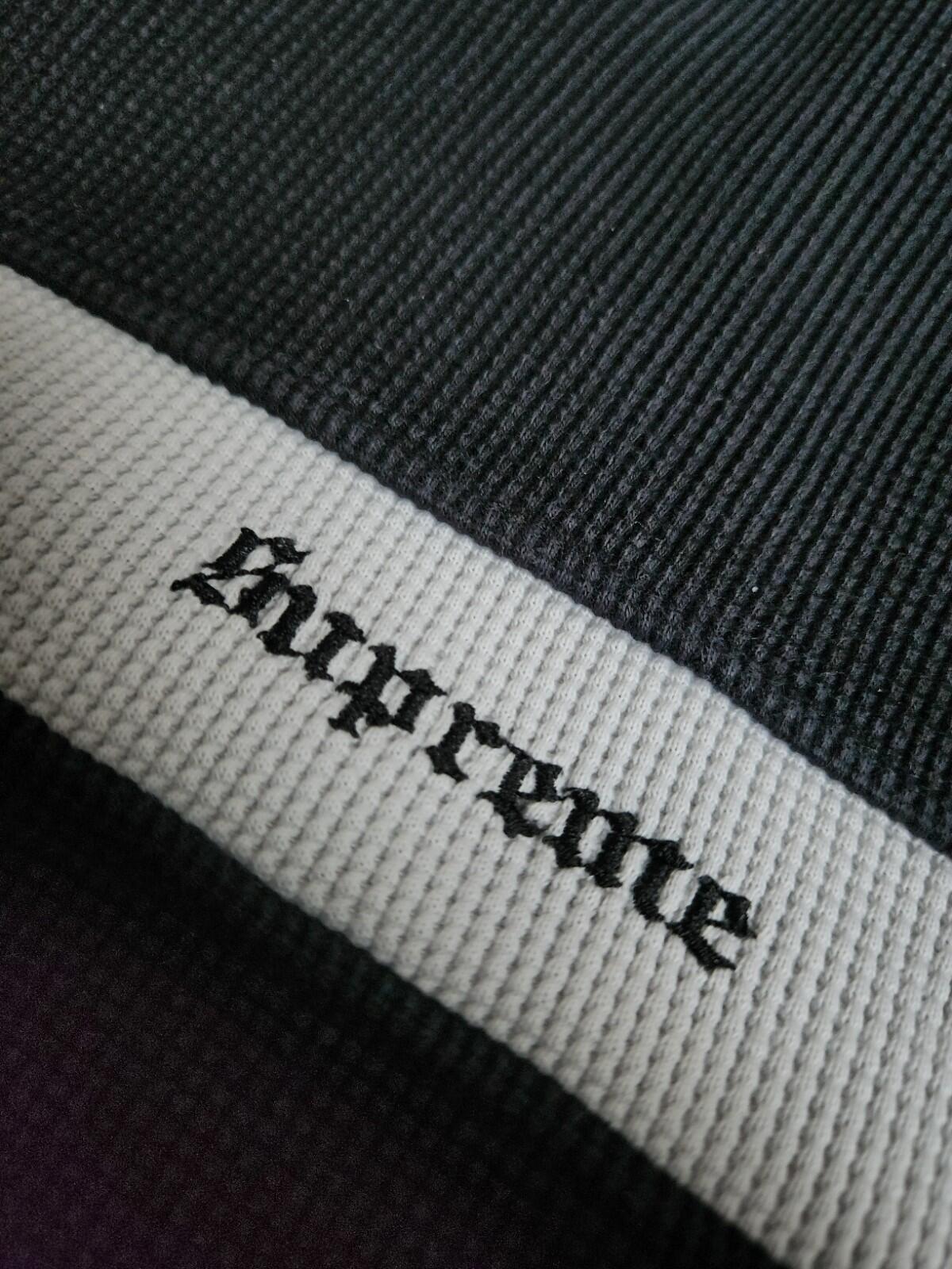 FW18 Supreme Panel Stripe Waffle Thermal Crewneck Black Size M