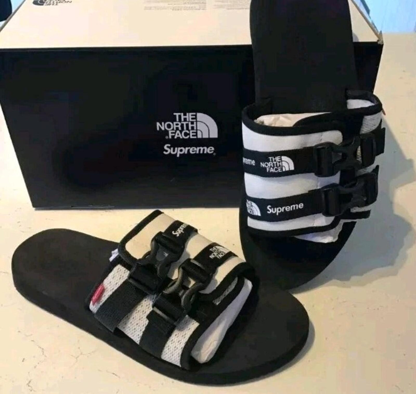 SS22 Supreme The North Face Trekking Sandal Slides Stone White UK 6 US 7 EU 39