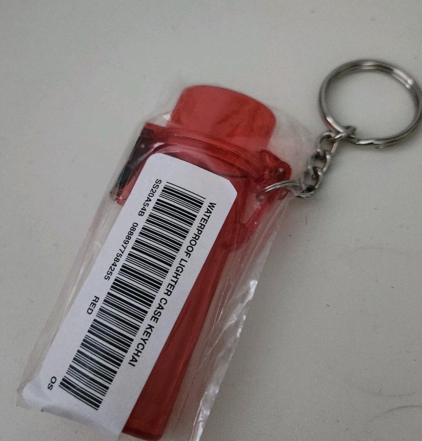 SS20 Supreme Waterproof Lighter Case Keychain Accessory Red Keyring Plastic New