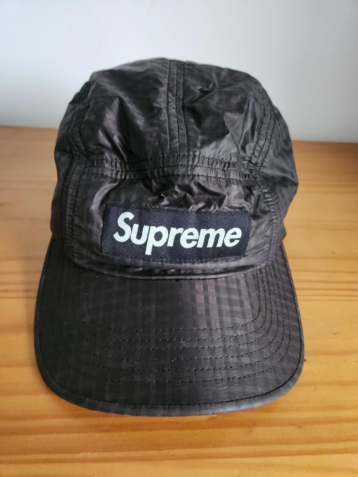 SS21 Supreme Metallic Check Camp Cap Black