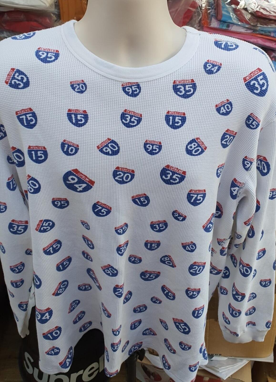 FW20 Supreme Interstate Waffle Thermal Crewneck Blanco Talla L