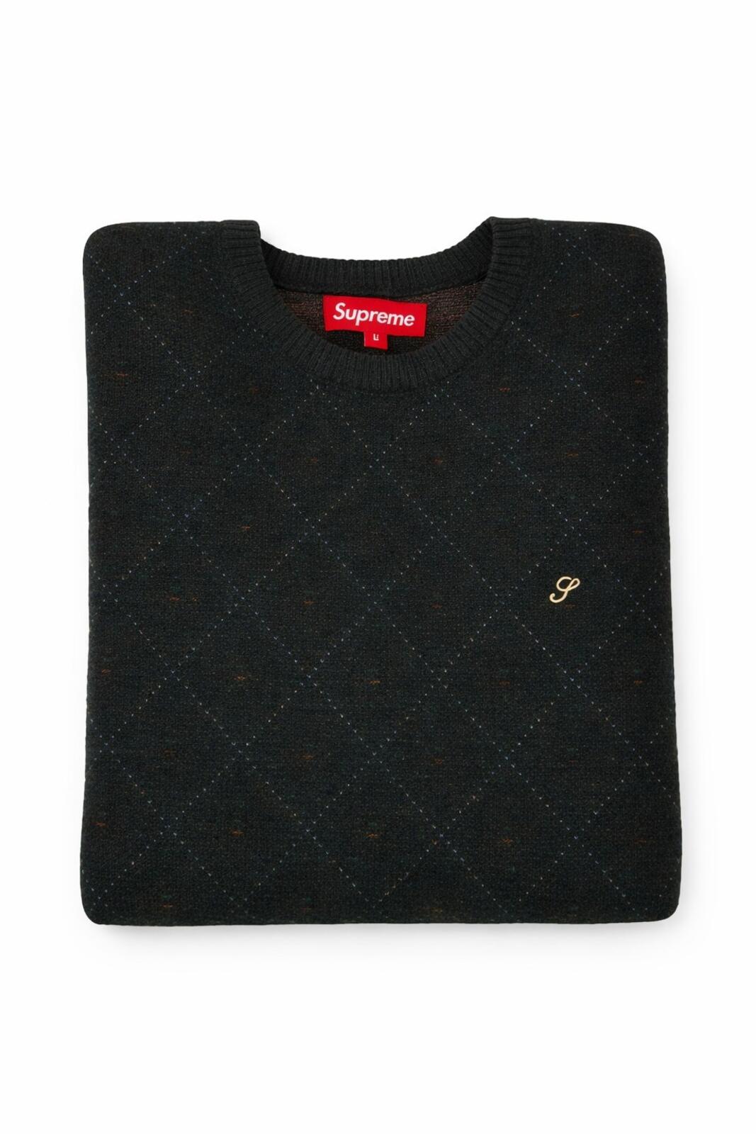 FW11 Supreme Argyle Merino Wool Sweater Black Size M