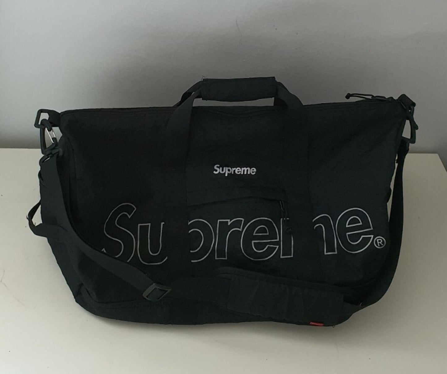 FW18 Supreme Duffle bag Water and Abrasion resistant 3M reflective logo Black