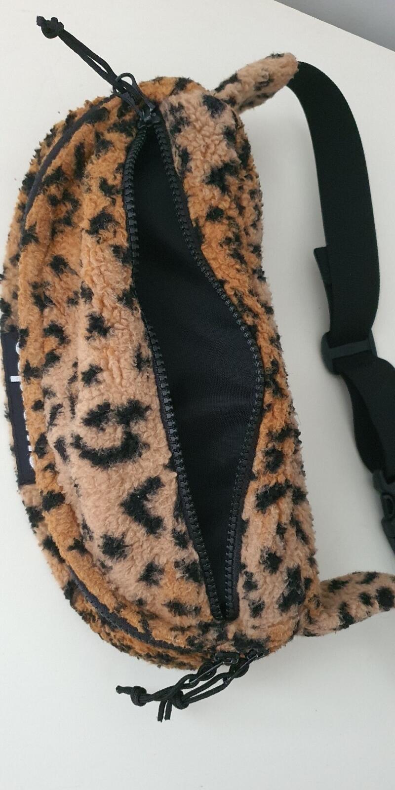 FW17 Supreme Leopard Waist Bag Yellow Belt Bum Bag Fleece Shoulder