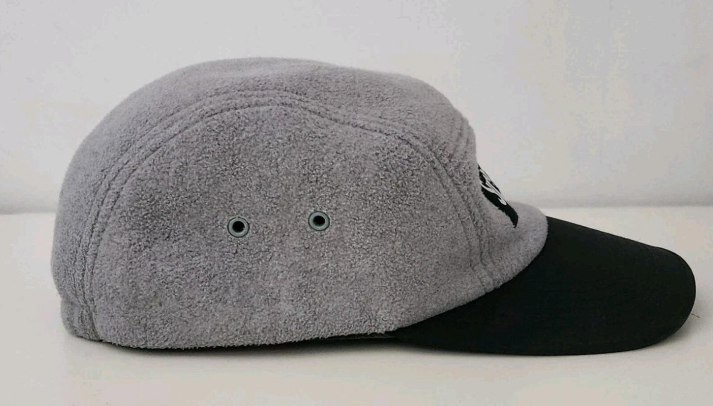 FW15 Supreme Polartec Fleece Fitted Camp Cap Grey Black Hat Size S/M Vintage