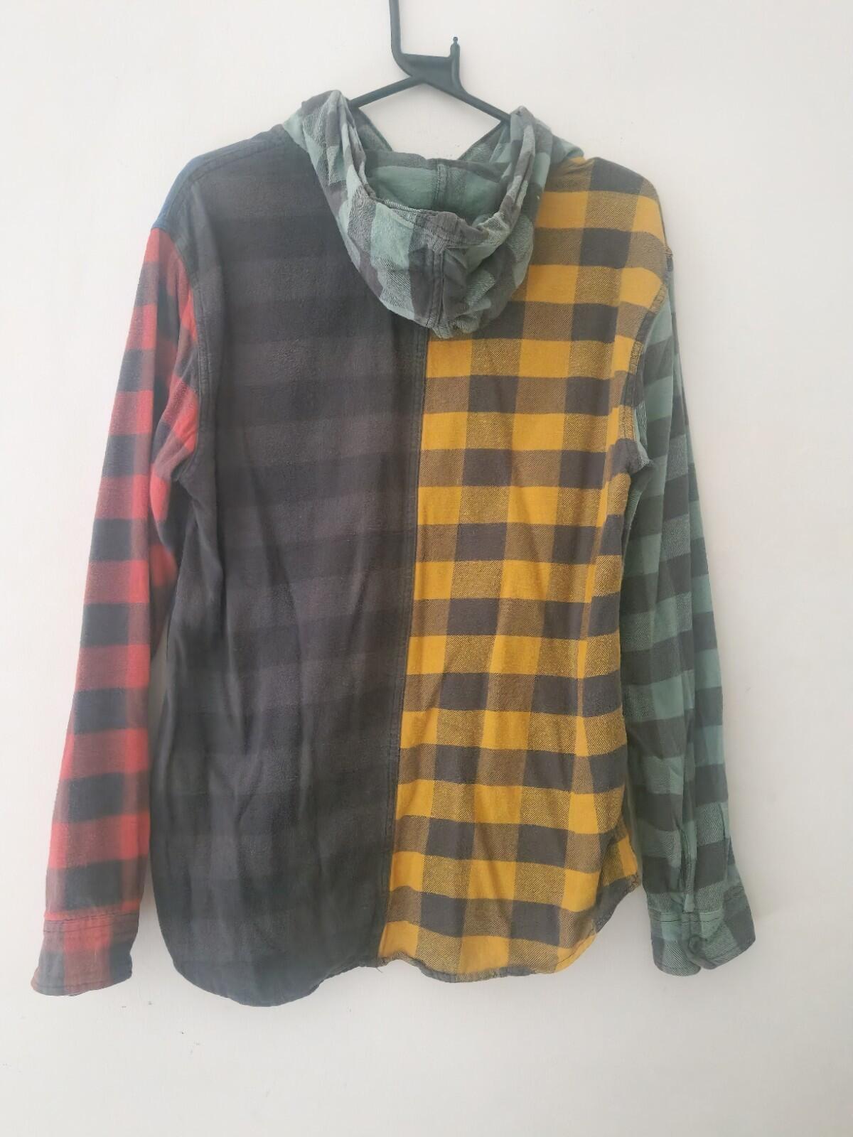 FW17 Supreme Hooded Buffalo Flannel Plaid Shirt Blue Green Red Yellow Size M