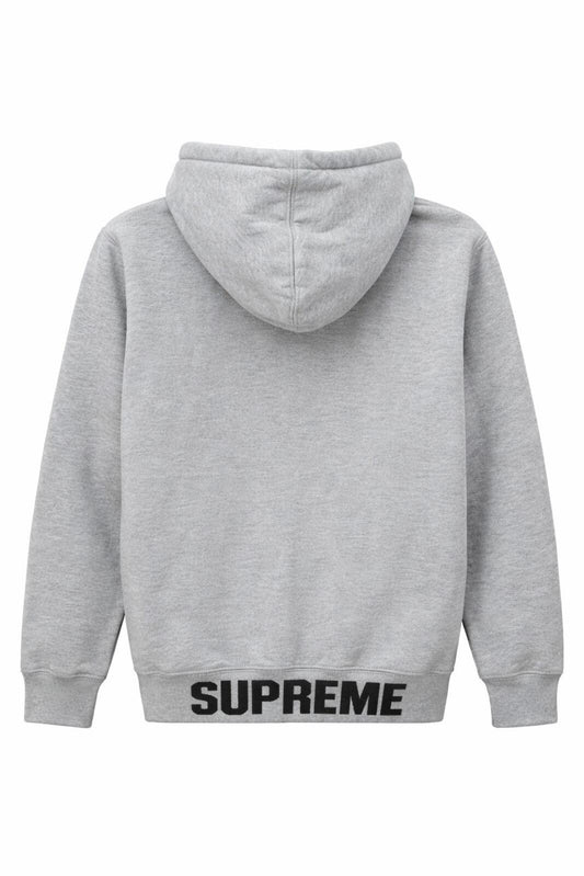 FW16 Supreme Rib Logo Zip Up Kapuzenpullover Heather Grey Größe M