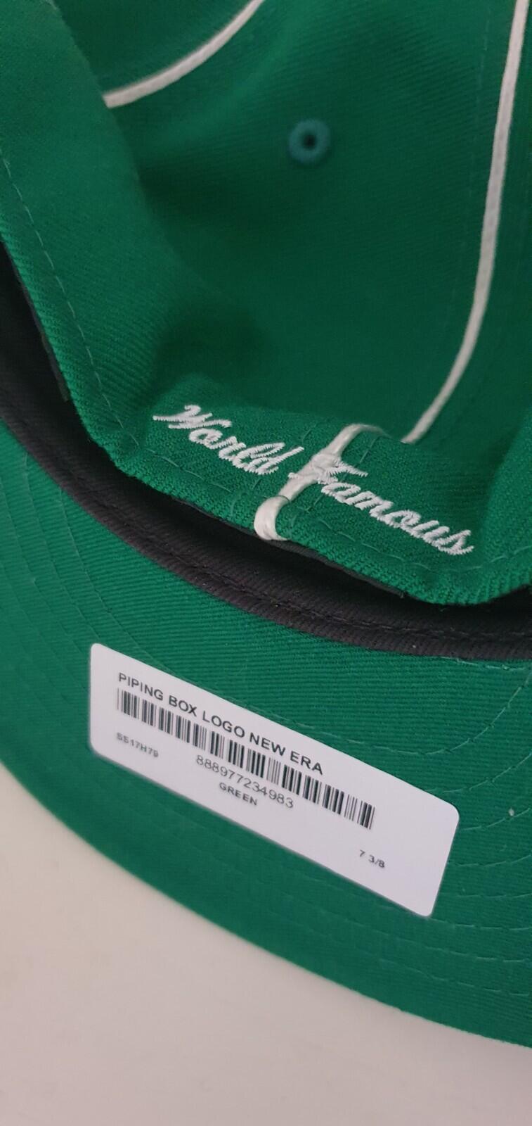 SS17 Supreme Piping Box Logo New Era 59fifty green hat cap size 7 3/8 New