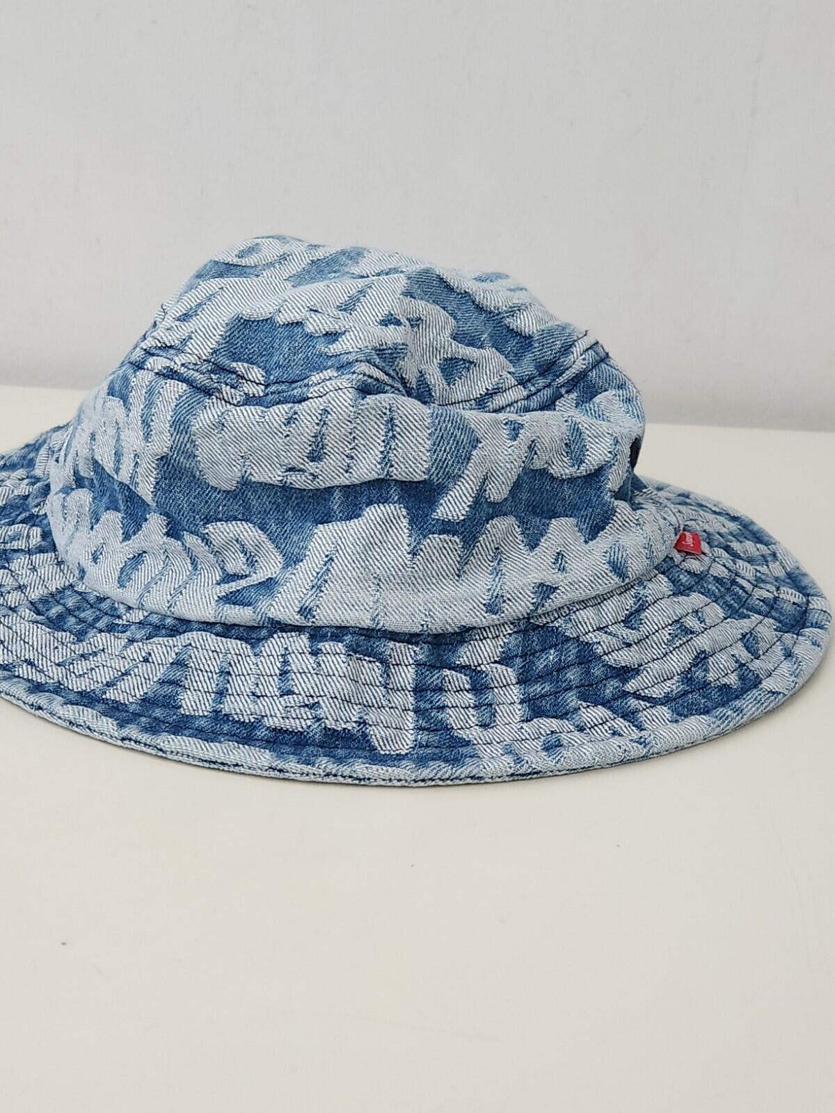SS22 Supreme Fat Tip Jacquard Denim Crusher Hat Blue Size S/M
