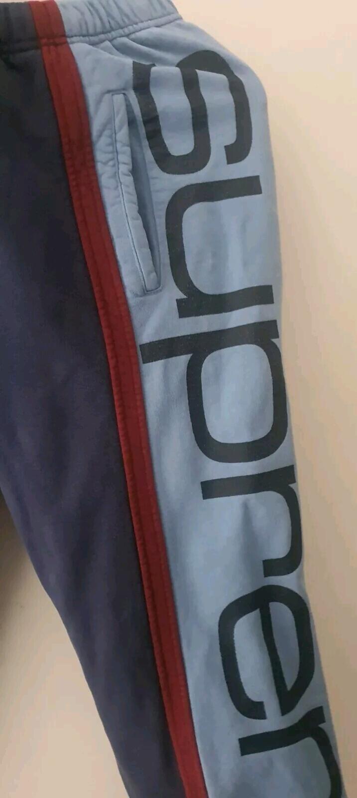 FW20 Supreme Big Logo Paneled Sweatpant pants Navy size S Small Trousers