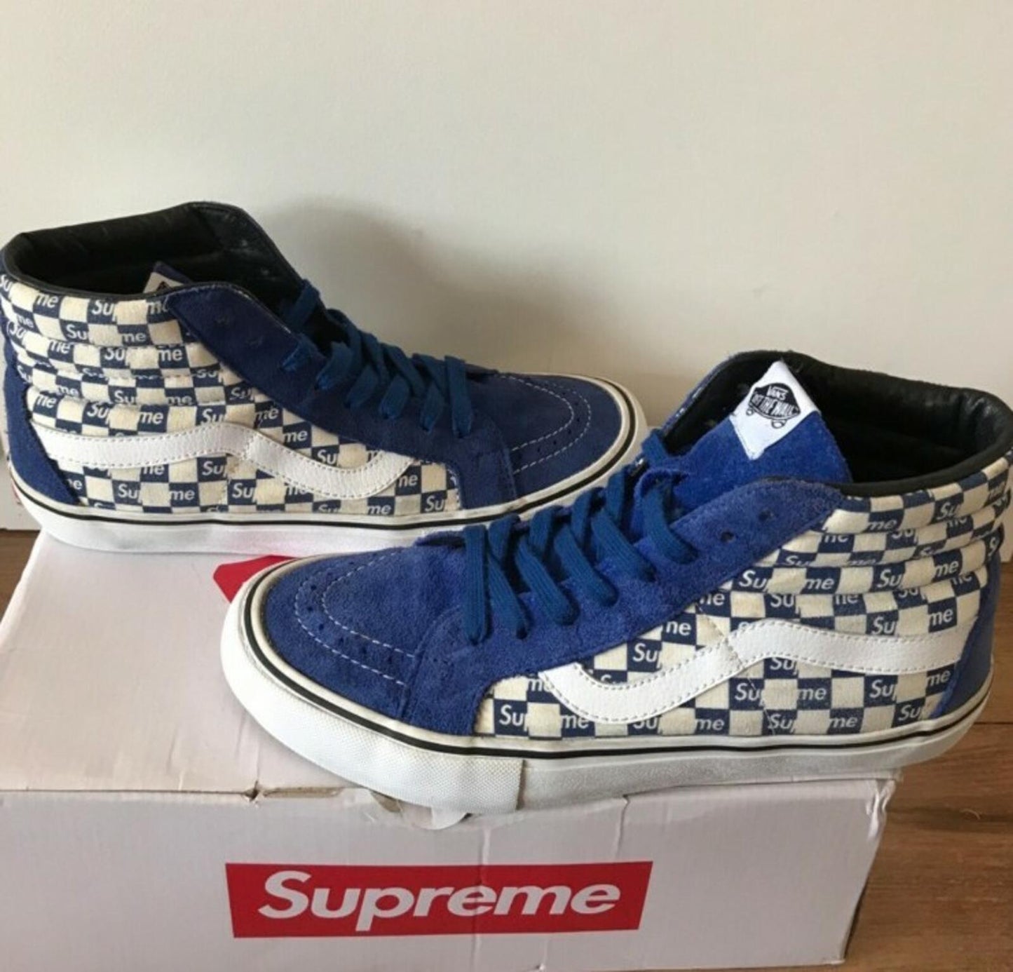 FW16 Supreme Vans Checker Logo Sk8-Hi Reissue EU 42.5 US 9.5 UK 8.5 Trainers