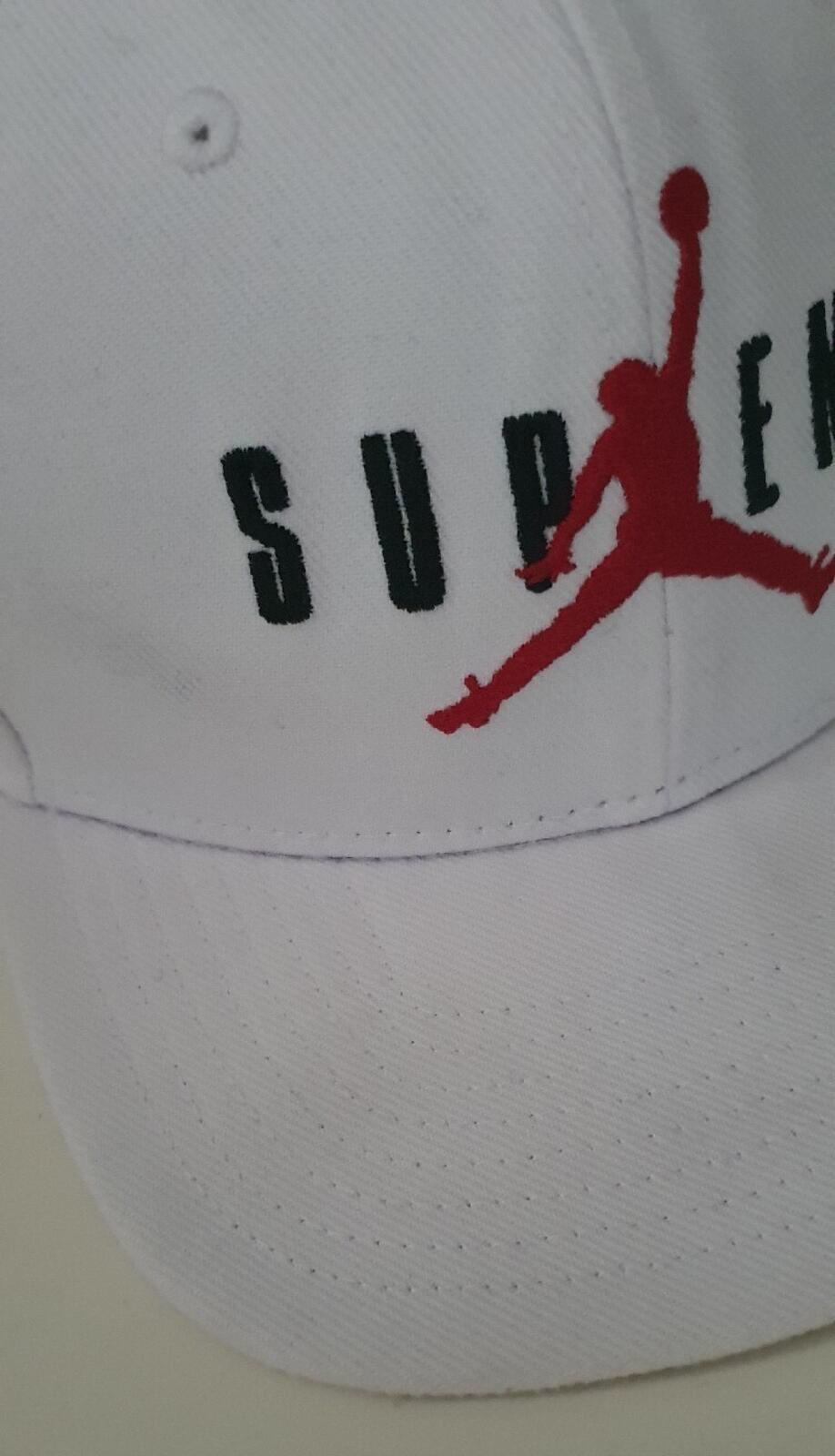 FW15 Supreme x Jordan White 6-Panel cap Jumpman hat Rare