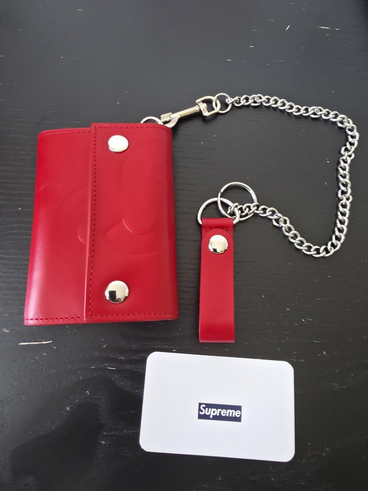 SS25 Supreme Lederketten-Geldbörse Rot