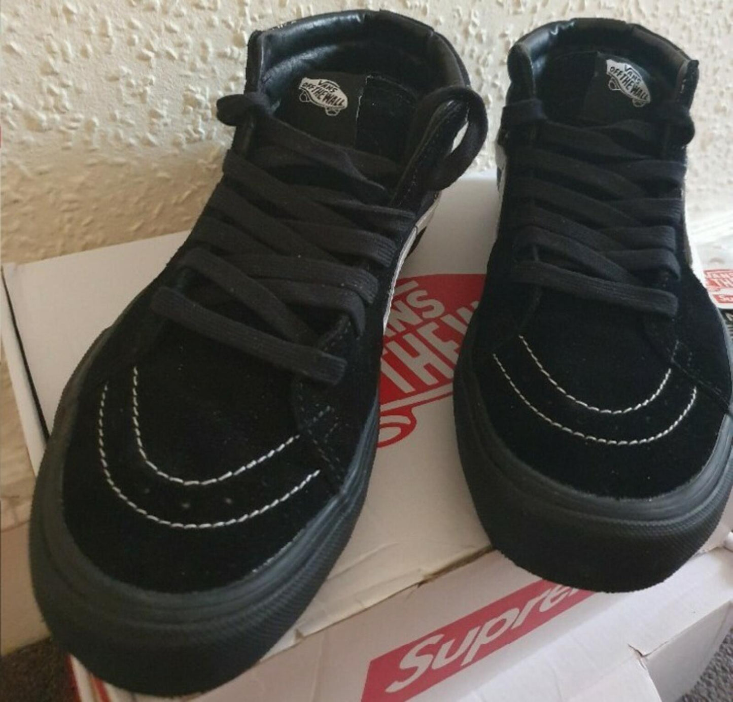 FW15 Supreme Vans Eat Me Sk8-Mid  1/1 factory defect Black Size UK 8 US 9 EUR 42