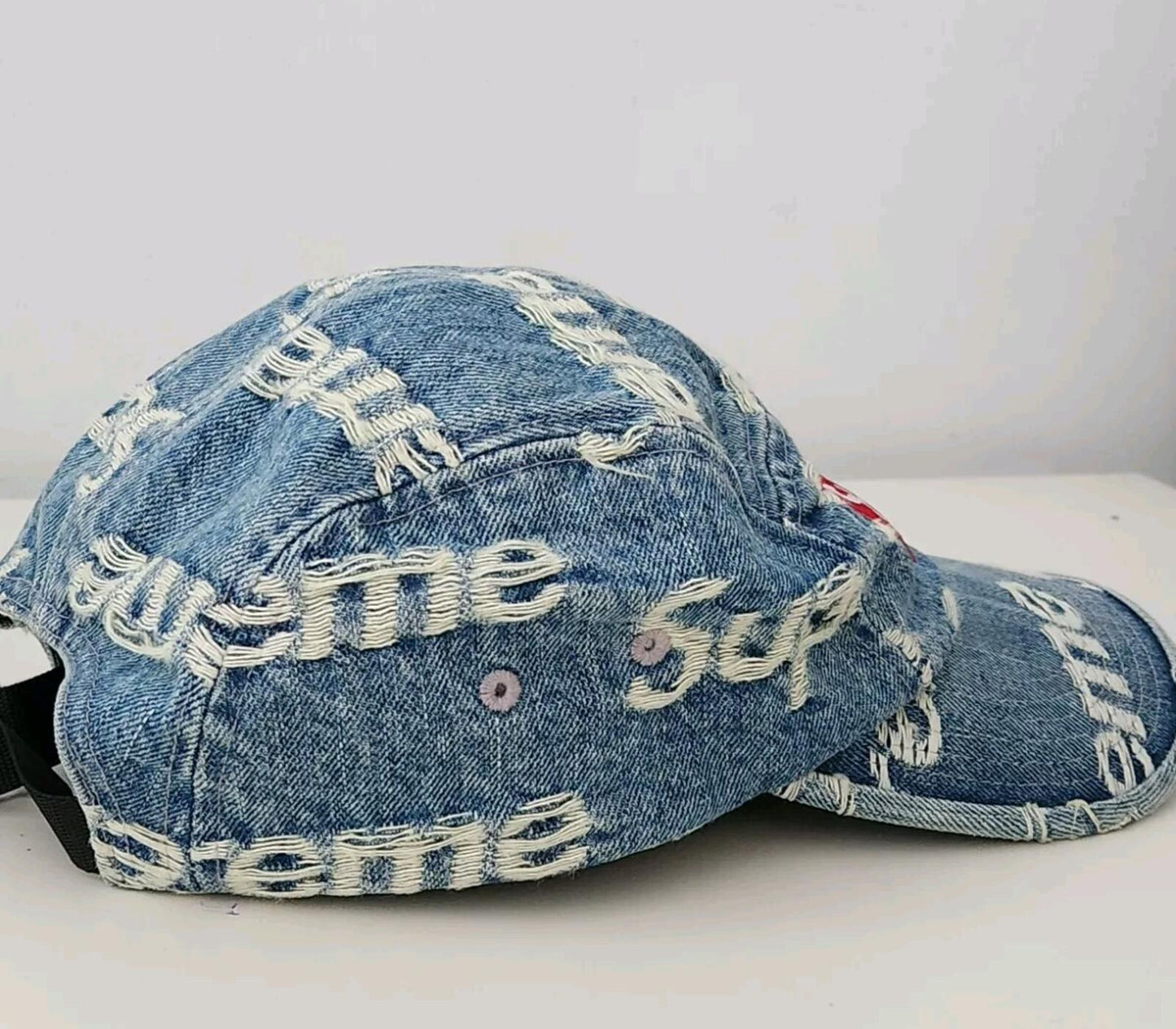 SS21 Supreme Frayed Logos Denim Camp Blue