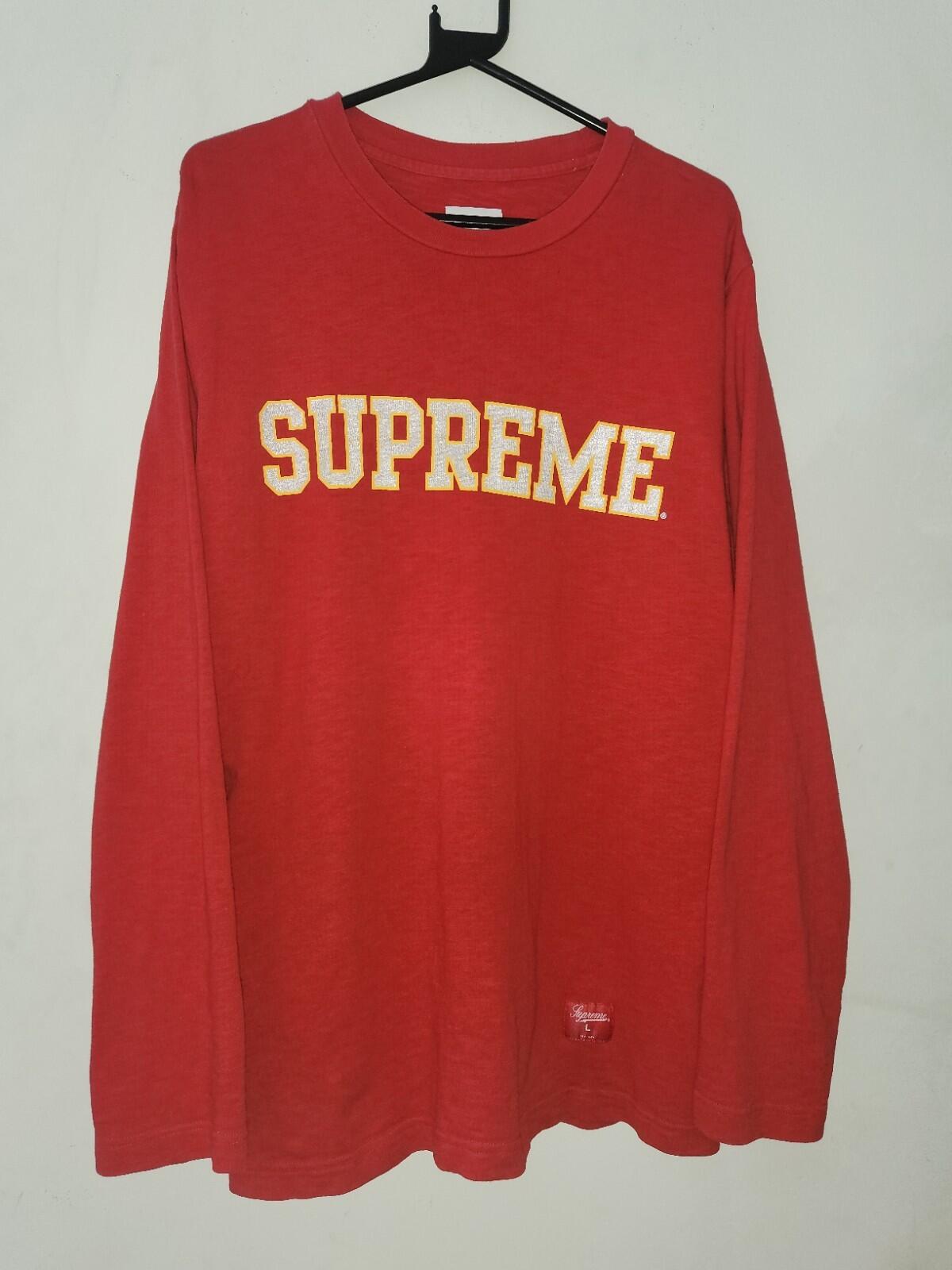 FW12 Supreme Reflective Top long sleeve L/S tee L large t-shirt Red FW12 vintage