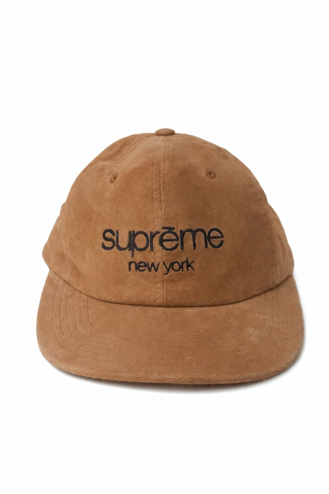 SS16 Supreme Suede Classic Logo 6-panel Cap Tan
