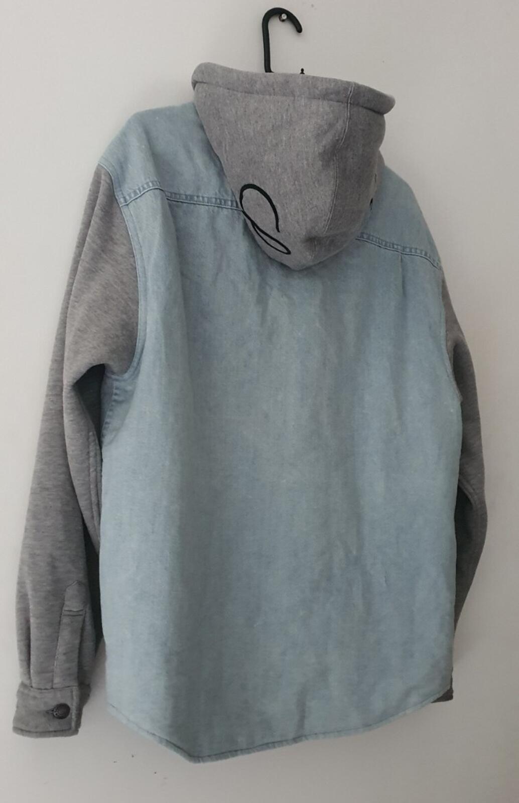 FW22 Supreme Fleece Hooded Denim Shirt Blue Size S