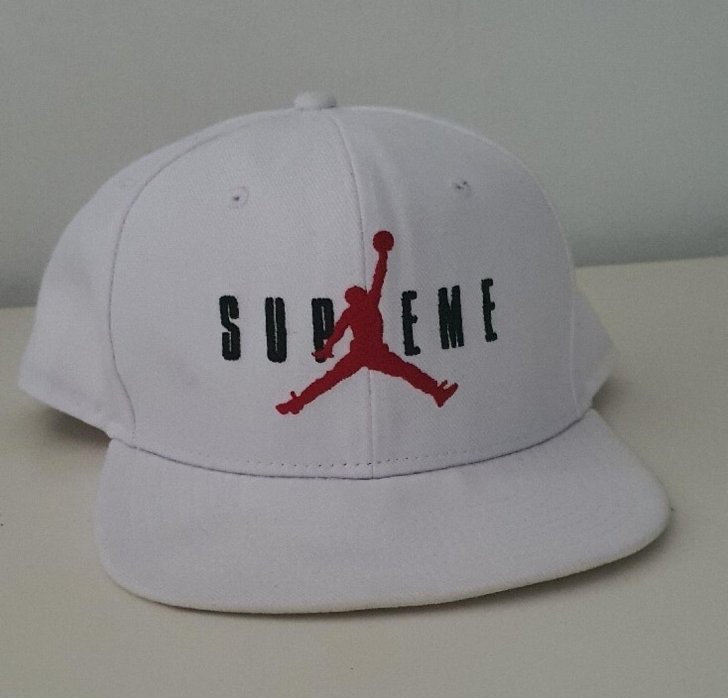 FW15 Supreme x Jordan White 6-Panel cap Jumpman hat Rare