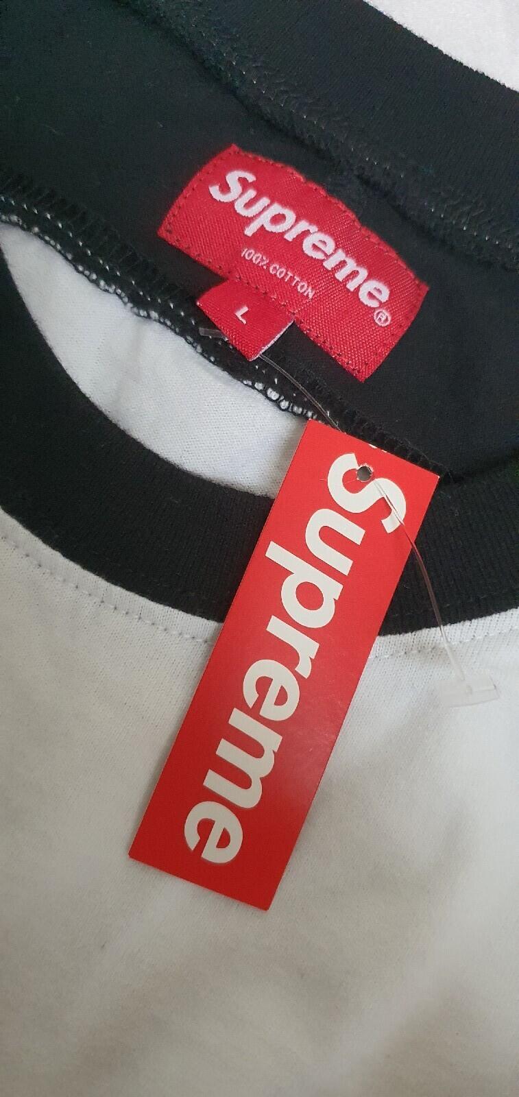 FW18 Supreme Paneled L/S Top Top White tee L large long sleeve T-shirt New