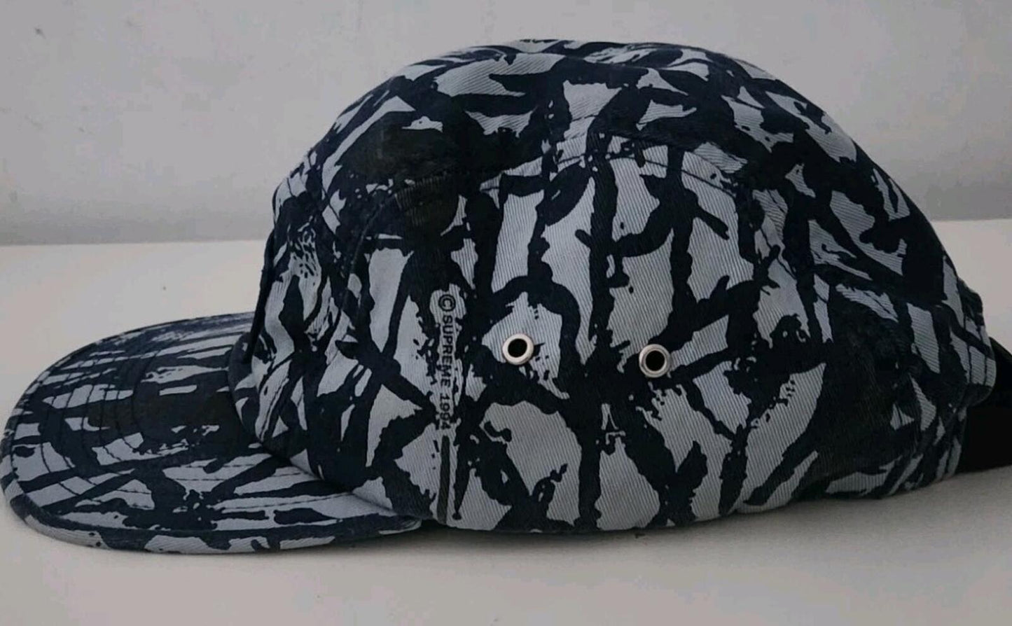 SS13 Supreme Reed Camo Camp Cap 2013 Vintage Hat Navy Box Logo Camo Camouflage
