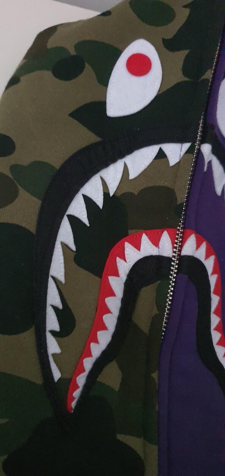 A BATHING APE Shark Full Zip Hooded Sweatshirt Purple Size S BAPE