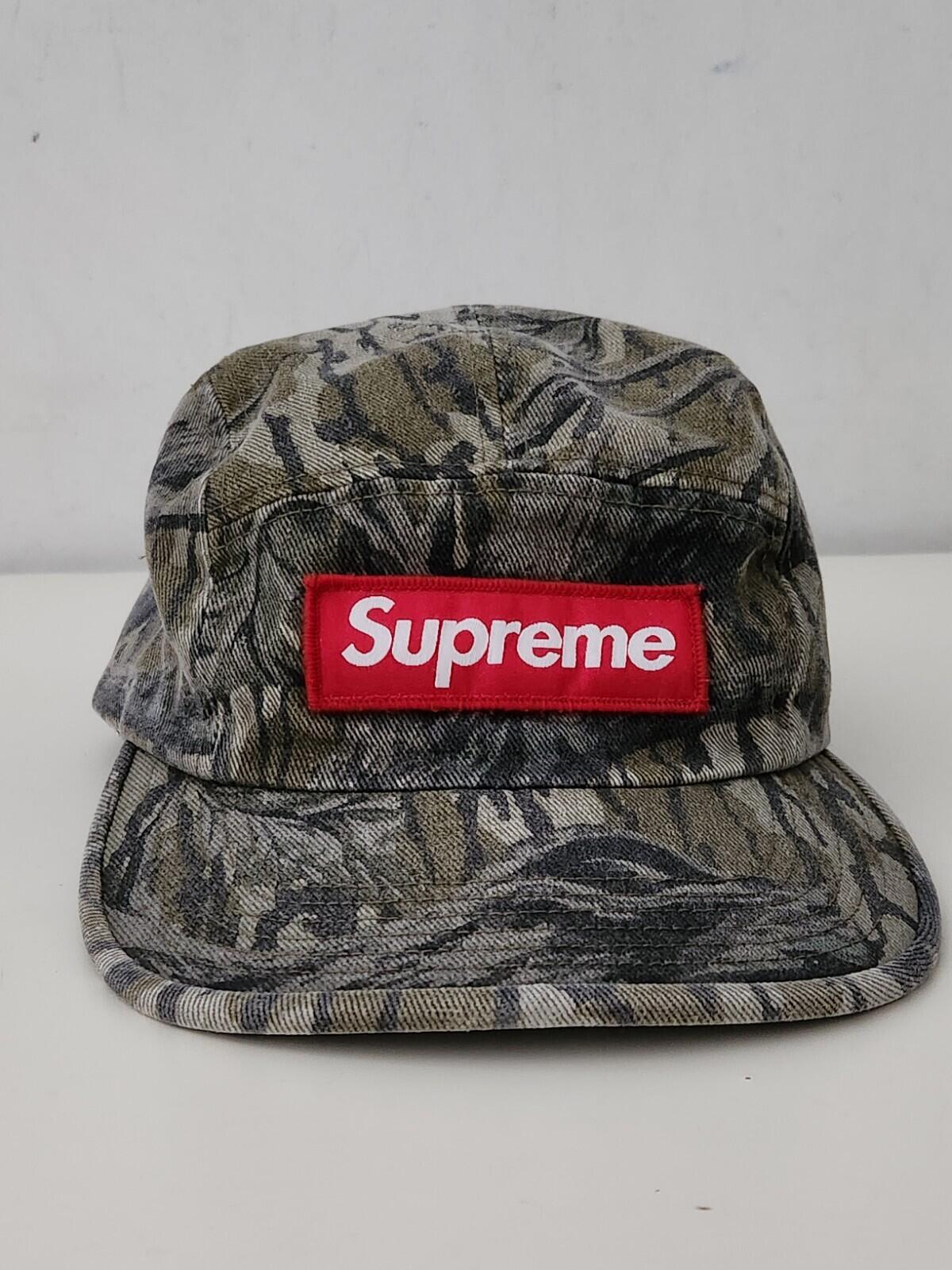 FW18 Supreme Military Camp Cap Mossy Oak Camo Hut Rotes Box-Logo