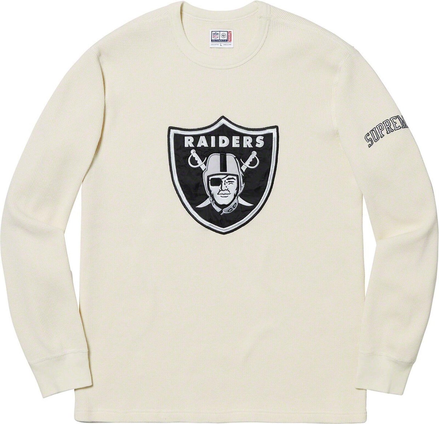 Sudadera térmica con cuello redondo SS19 Supreme x NFL x Raiders x '47 Natural Talla M