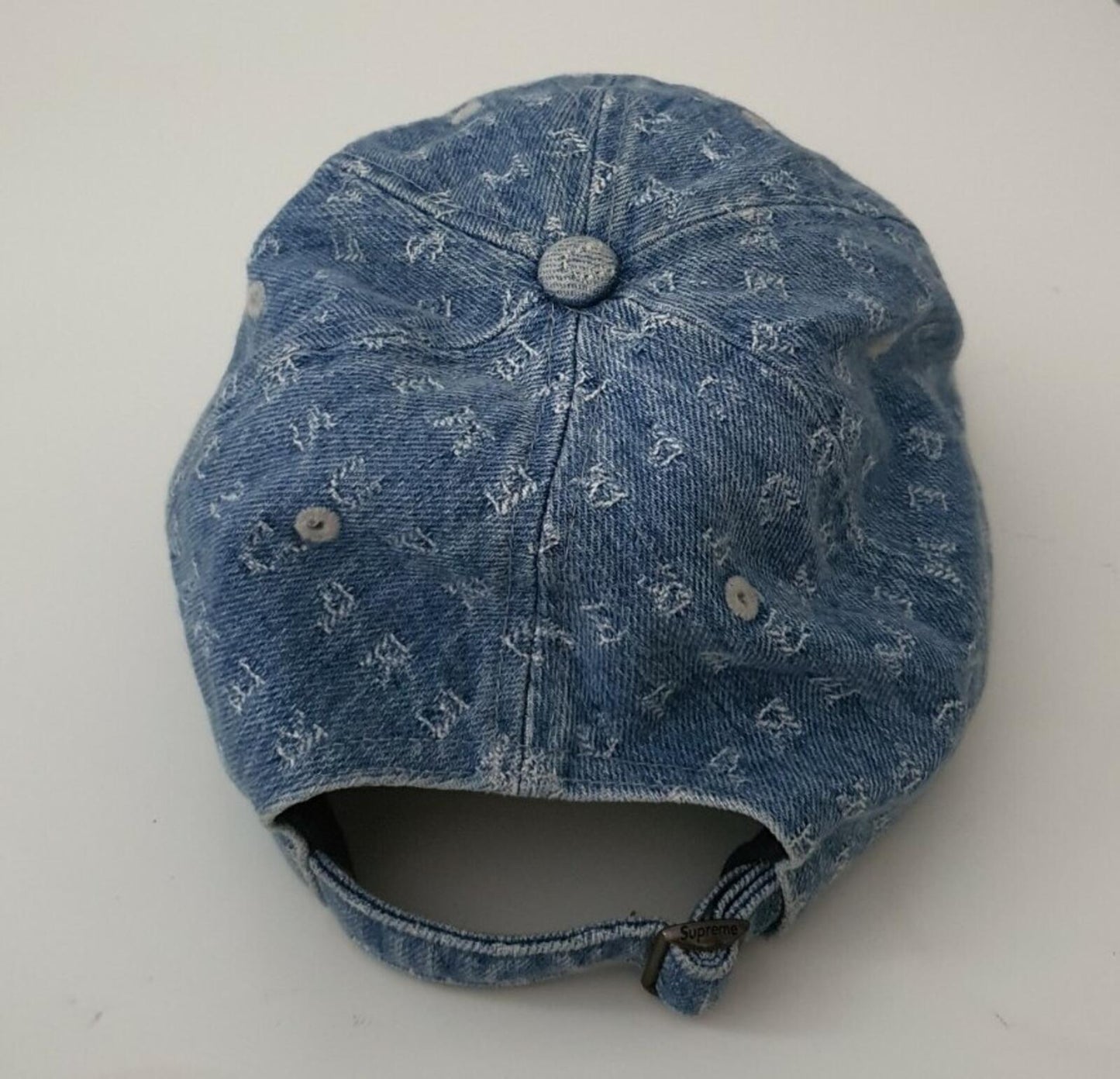 Gorra de 6 paneles de mezclilla con logotipos de Jacquard Supreme SS20, color azul