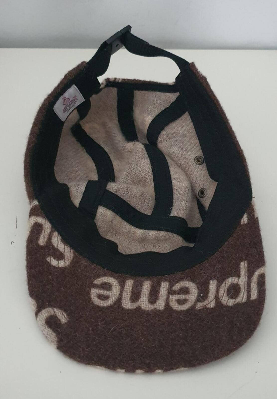 FW18 Supreme Harris Tweed camp cap Brown wool hat box logo