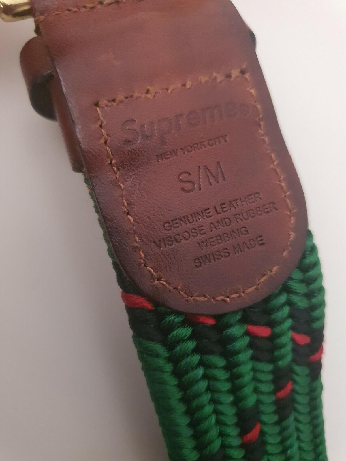 SS15 Supreme Webbed genuine leather viscose green belt size S/ M rubber webbing