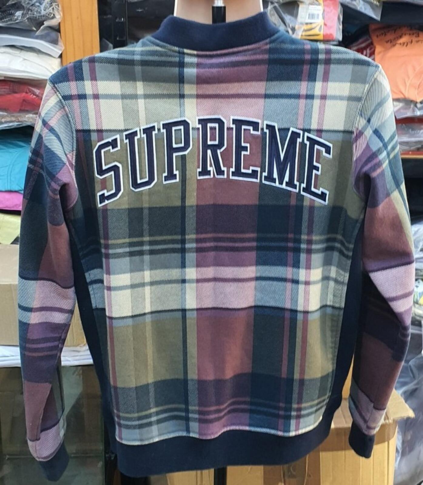 FW14 Supreme Plaid Varsity Jacket Size M