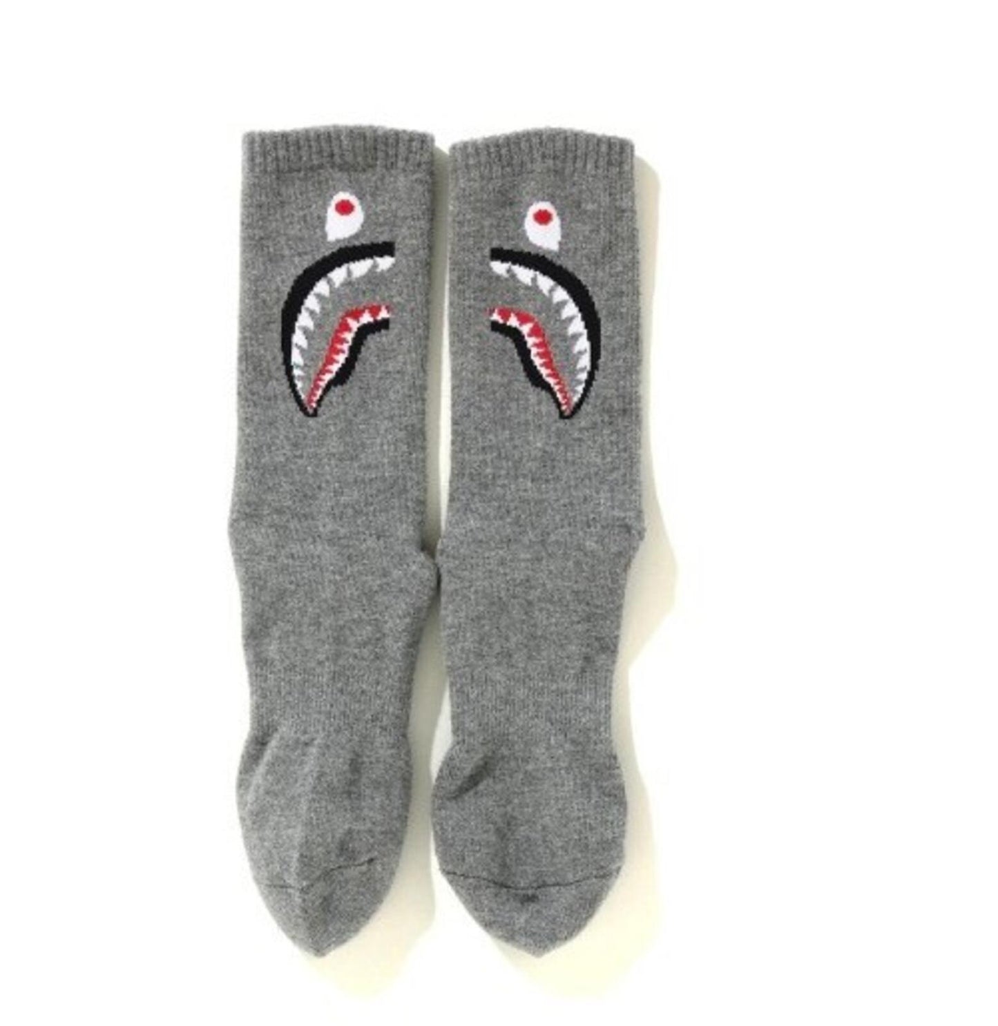 A BATHING APE Ape Shark graue Socken L groß UK 9-11 Japan BAPE grau Neu