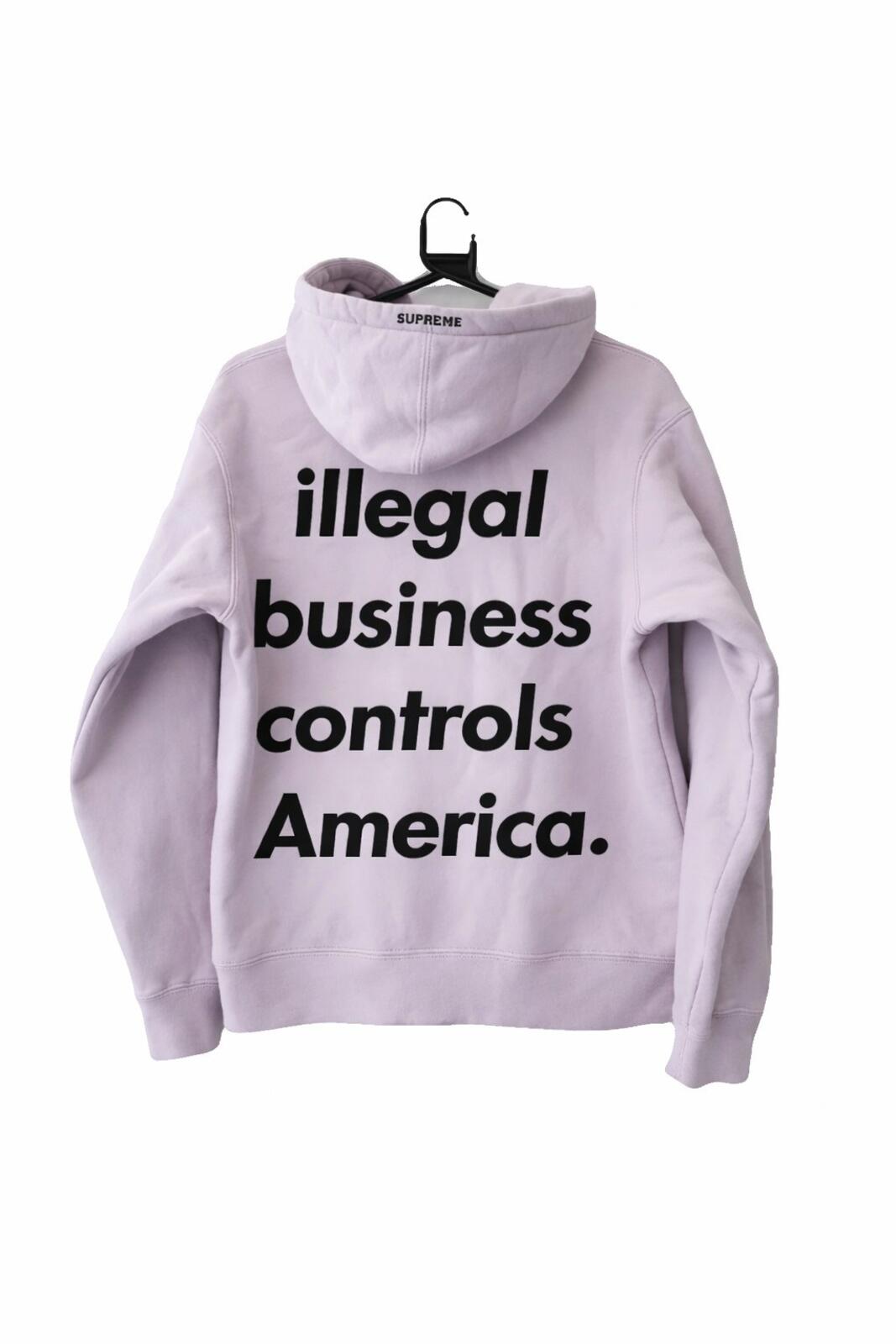 SS18 Supreme Illegal Business Controls America Hooded Sweatshirt Light Purple L