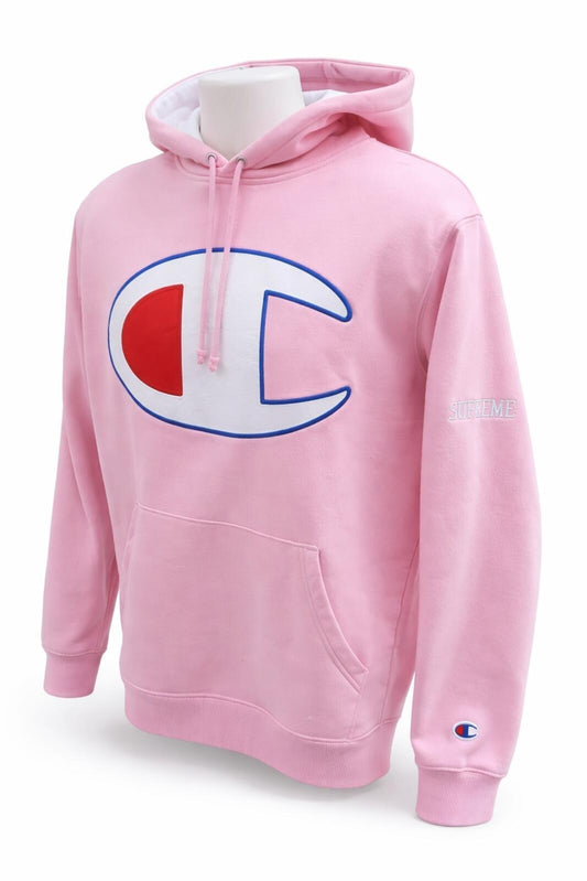 Sudadera con capucha de satén con logo SS17 Supreme x Champion Rosa Talla M