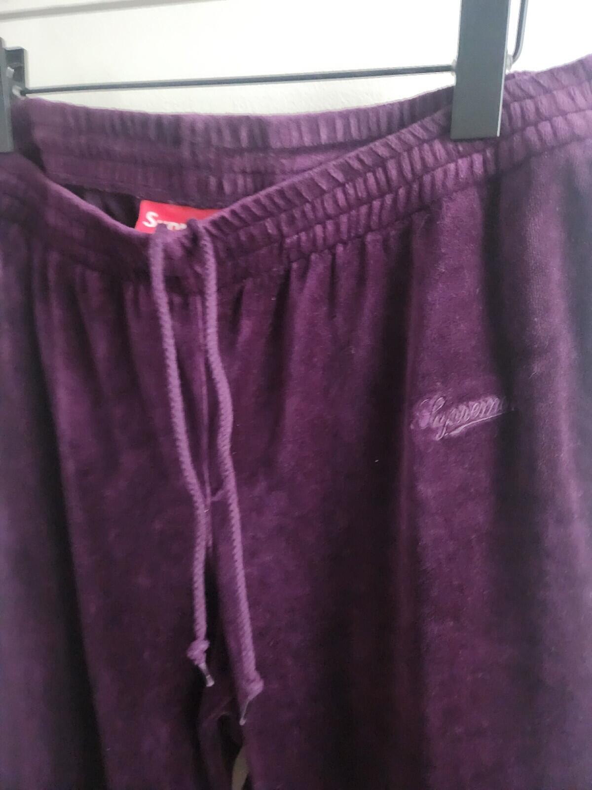 FW17 Supreme Velour Warm Up Pant Deep Purple Size M